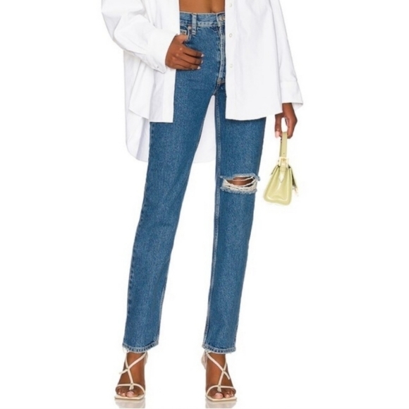 NWT Free People Sapphire Straight Leg blue Jeans Size 32 - Picture 1 of 9